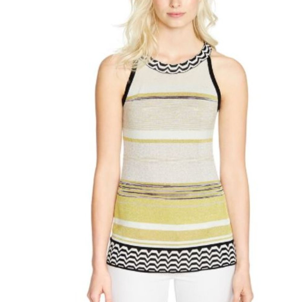 NWT WHBM PETITE MULTI-STRIPE HALTER PULLOVER, SP